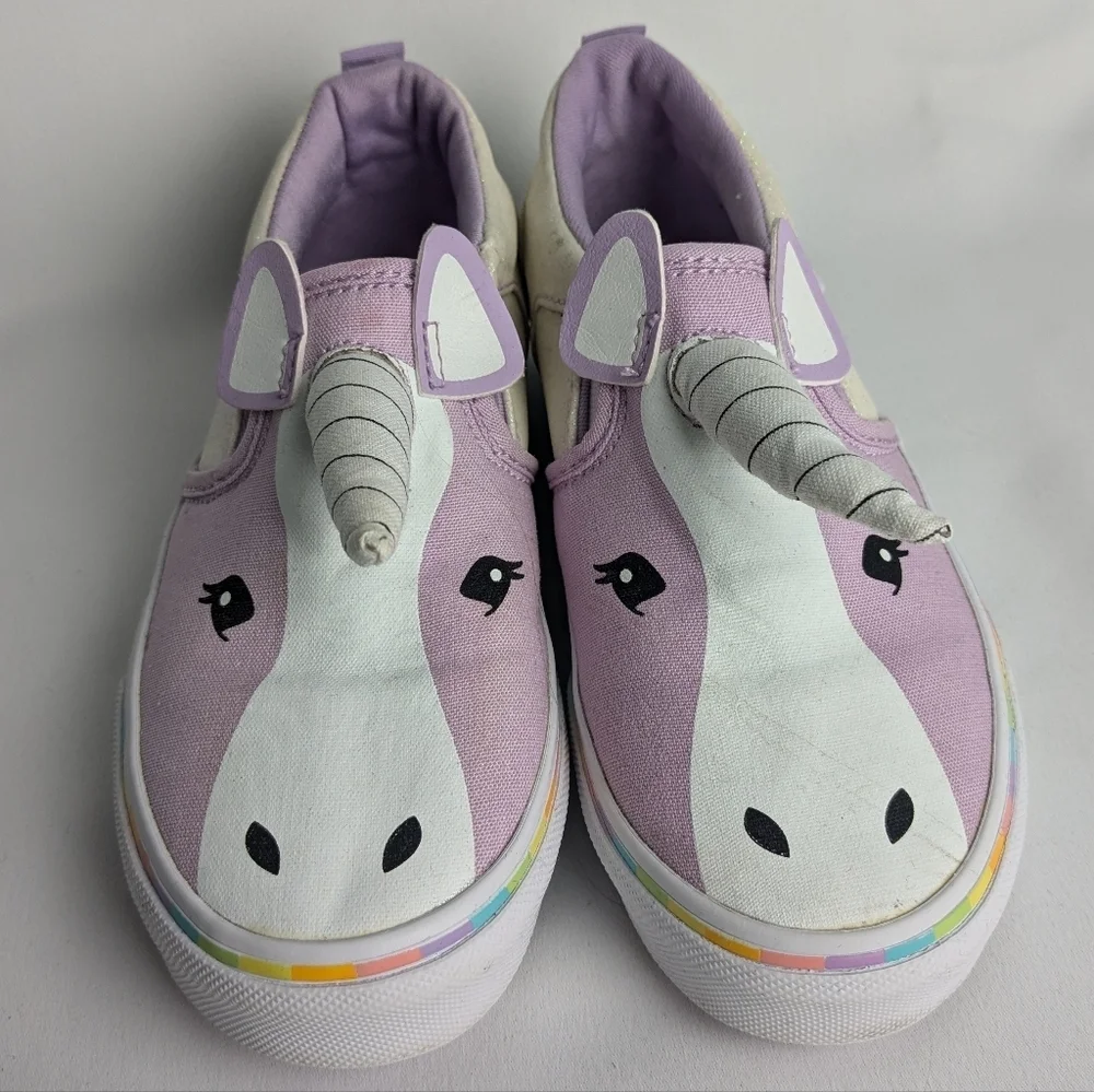 VANS Unicorn Shoes For Little Girl Size 1 Purple And White - Picture 2 of 8